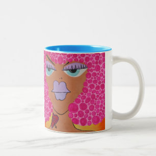 Em Dois Tons Caneca de café afro do tatuagem da mulher dos