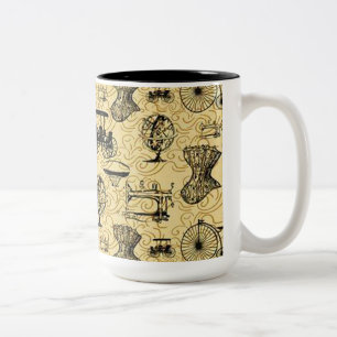 Em Dois Tons Caneca de café amarela do teste padrão de