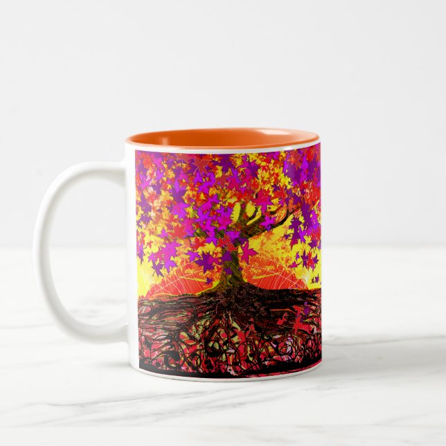 Em Dois Tons Caneca de Café Arte Original - Raízes Profundas (Esquerda)