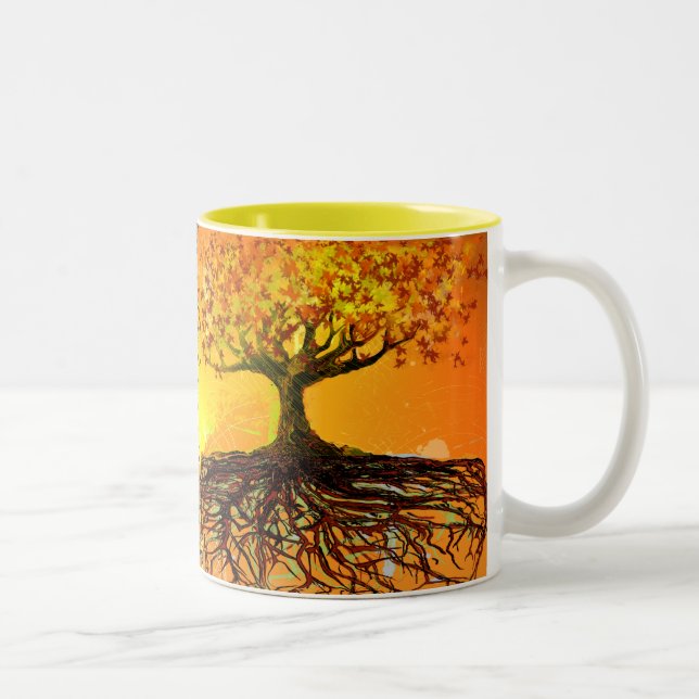 Em Dois Tons Caneca de Café Arte Original - Raízes Profundas (Direita)
