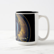 Caneca de Café Astronauta Galáxia Dourada Vetor Ci