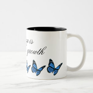 Em Dois Tons Caneca de café azul da borboleta