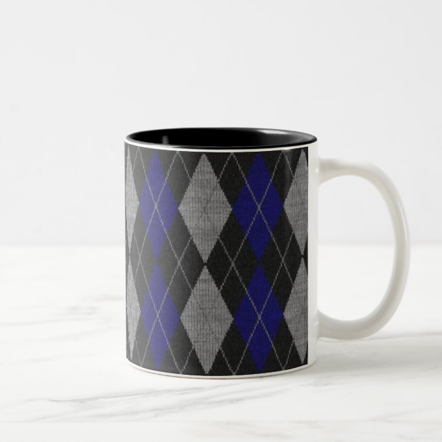 Em Dois Tons Caneca de café azul de Argyle (Direita)