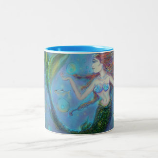 Em Dois Tons Caneca de café azul do Dois-Tom 15oz da sereia dos