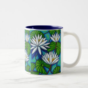 Em Dois Tons Caneca de café azul do Nymphaea