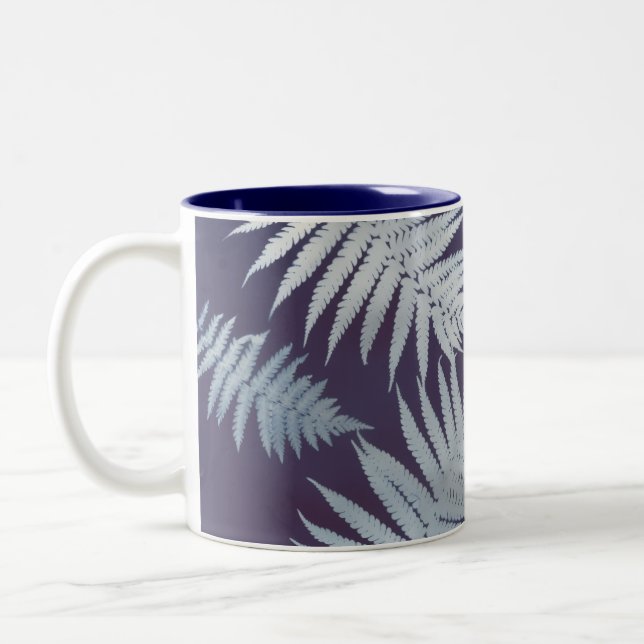 Em Dois Tons Caneca de Café Azul Jardim Samambaia (Esquerda)