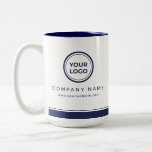 Em Dois Tons Caneca de Café Azul Marinho com Logotipo Personali