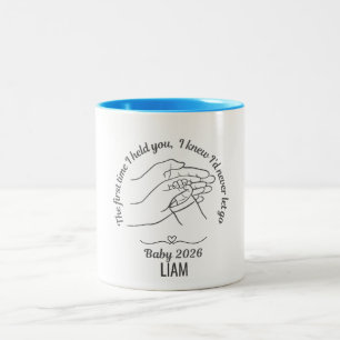 Em Dois Tons Caneca de Café Azul Personalizada Bebê 2026 Nome