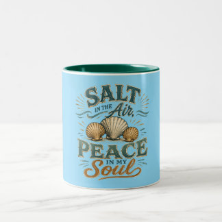 Em Dois Tons Caneca de Café Azul Teal com Conchas Marinhas Sal