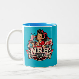 Em Dois Tons Caneca de Café Azul Turquesa Vintage NRH Diner Gir
