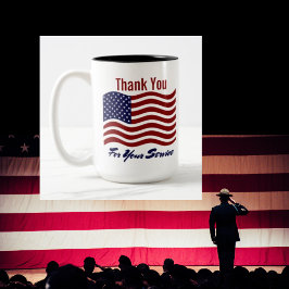 Em Dois Tons Caneca de Café Bandeira Americana de Agradecimento