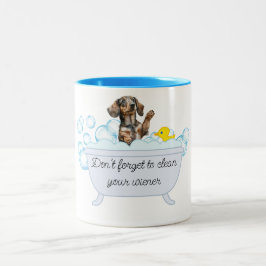 EM DOIS TONS CANECA DE CAFÉ BANHO DE ESPUMA DE CACHORRO VIENENS