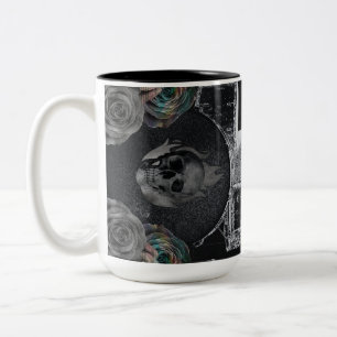 Em Dois Tons Caneca de Café Baterista Vaca Rock Gótico Grunge
