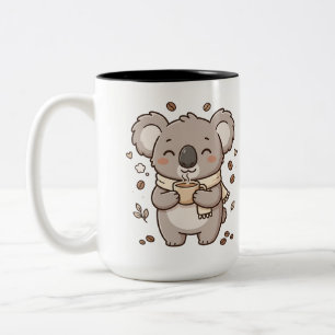 Em Dois Tons Caneca de Café Bicolor com Koala Bebendo
