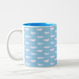 Em Dois Tons Caneca de Café Bicolor com Nuvens Pastel Fofas