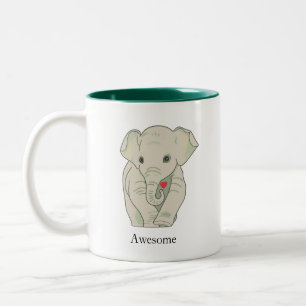 Em Dois Tons Caneca de Café Bicolor de Elefante Fofo Segurando