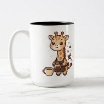 Caneca de Café Bicolor Girafa Kawaii