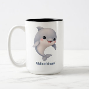 Em Dois Tons Caneca de Café Bicolor Golfinho de Desenho Fofo