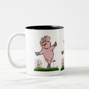 Em Dois Tons Caneca de Café Bicolor Porco Feliz