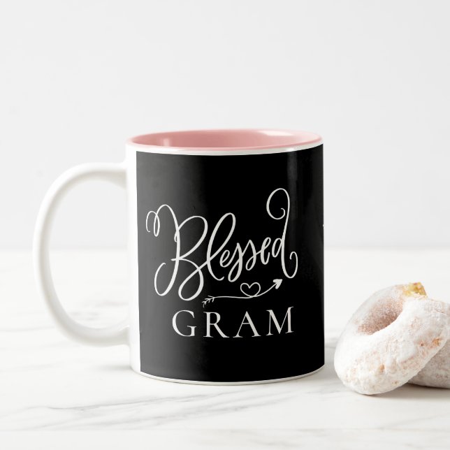 Em Dois Tons Caneca de Café Blessed Gram Moderna (Com Donut)
