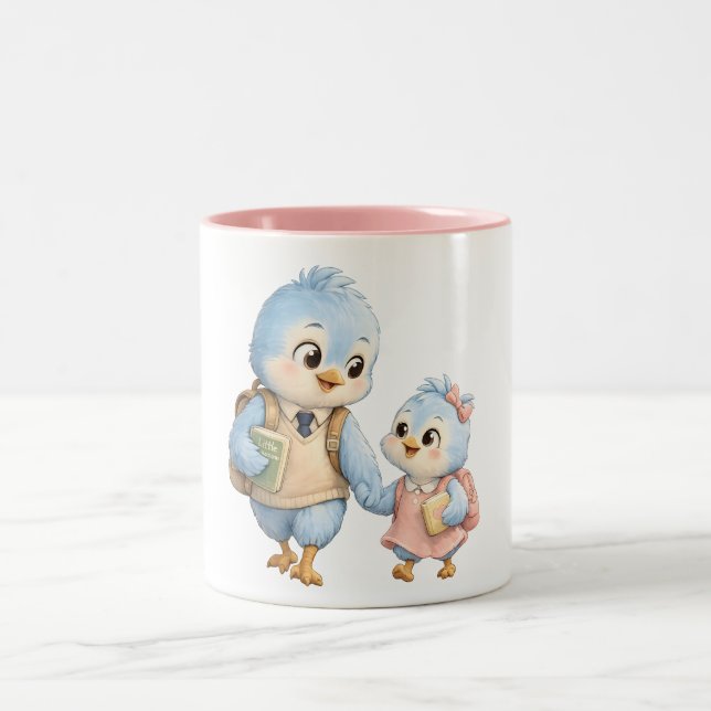 Em Dois Tons Caneca de Café Blue Bird Irmão Irmã (Centro)