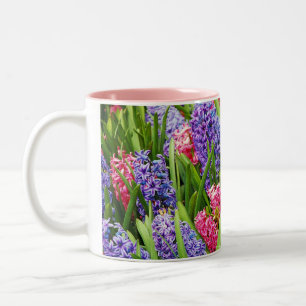 Em Dois Tons Caneca de café bonita da flor do jacinto