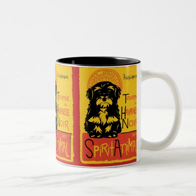Em Dois Tons Caneca de café bonito do cão de Havanese (Direita)