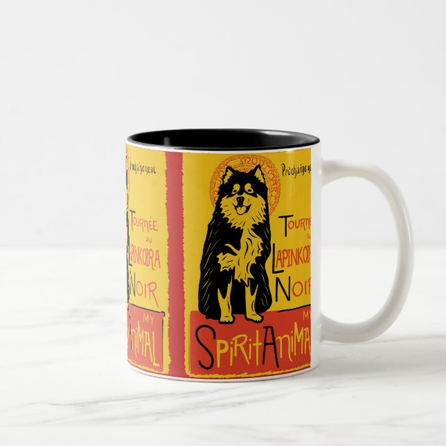 Em Dois Tons Caneca de café bonito finlandesa do cão de (Direita)