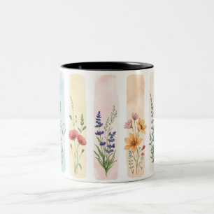 Em Dois Tons Caneca de Café Botânico de Flor Silvestre Lavand