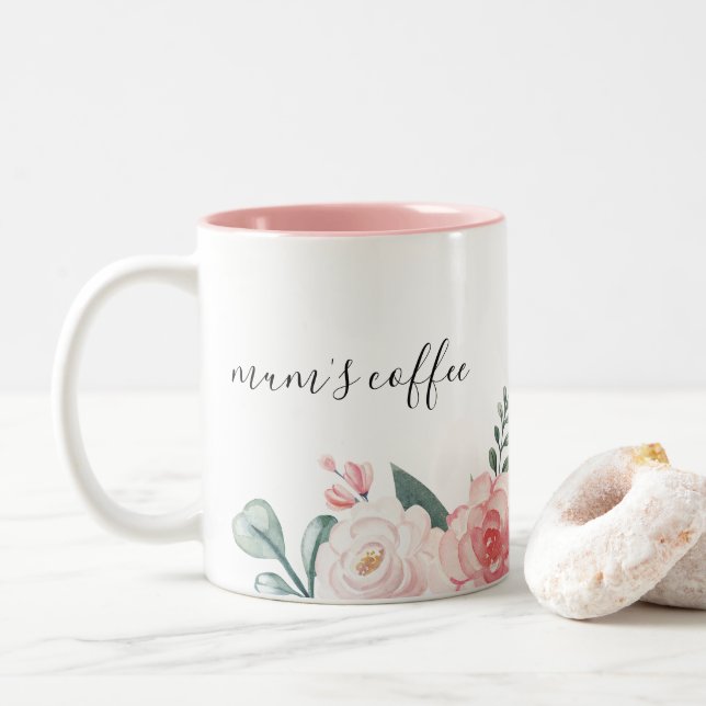 Em Dois Tons Caneca de Café Botânico Floral Personalizada para  (Com Donut)