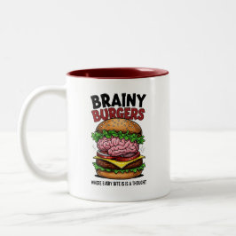Em Dois Tons Caneca de Café Brainy Burgers