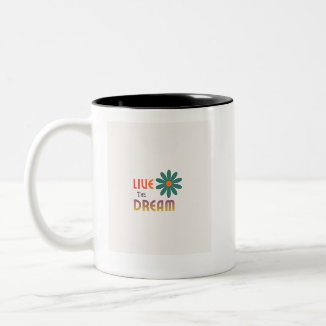 Em Dois Tons Caneca de café branca com design (Esquerda)