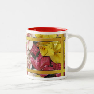 Em Dois Tons Caneca de Café Buquê Floral