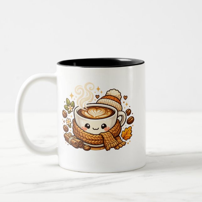 Em Dois Tons Caneca de Café Cappuccino Aconchegante Cute  (Esquerda)
