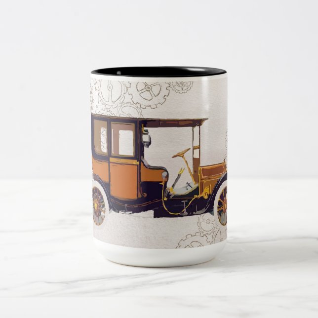 Em Dois Tons caneca de café carro vintage (Centro)