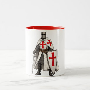 Em Dois Tons Caneca de Café Cavaleiro Templário Cruzado