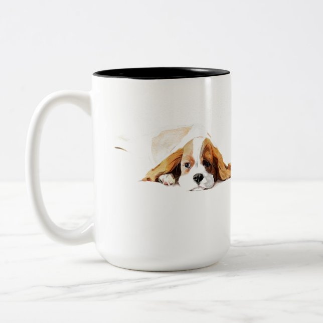 Em Dois Tons Caneca de Café Cavalier King Charles Spaniel, Pres (Esquerda)