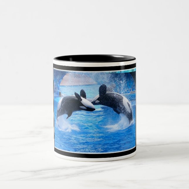 Em Dois Tons Caneca de café cerâmica da foto da baleia (Centro)