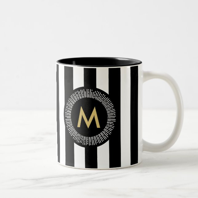 Em Dois Tons Caneca de café chique dos Brushstrokes do efeito (Direita)