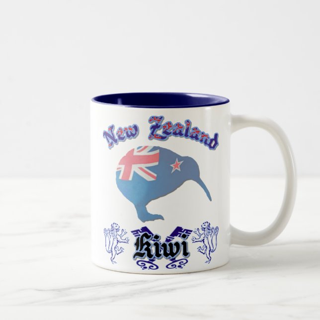 Em Dois Tons Caneca de Café Clássico Kiwi da Nova Zelândia (Direita)