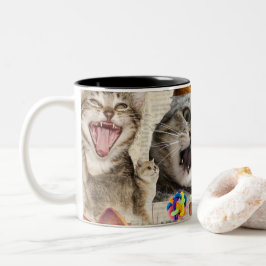 Em Dois Tons Caneca de Café Colagem de Gatos