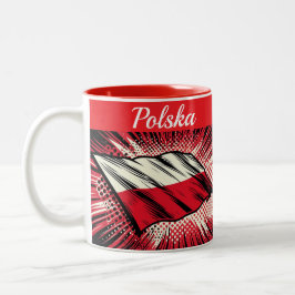 Em Dois Tons Caneca de café com a bandeira da Polônia