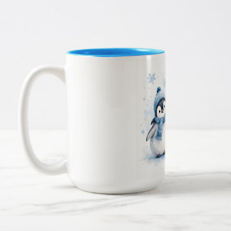 Em Dois Tons Caneca de Café com Acento Azul de Pinguim de Inver