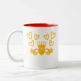 Em Dois Tons Caneca de Café com Anel Claddagh Dourado