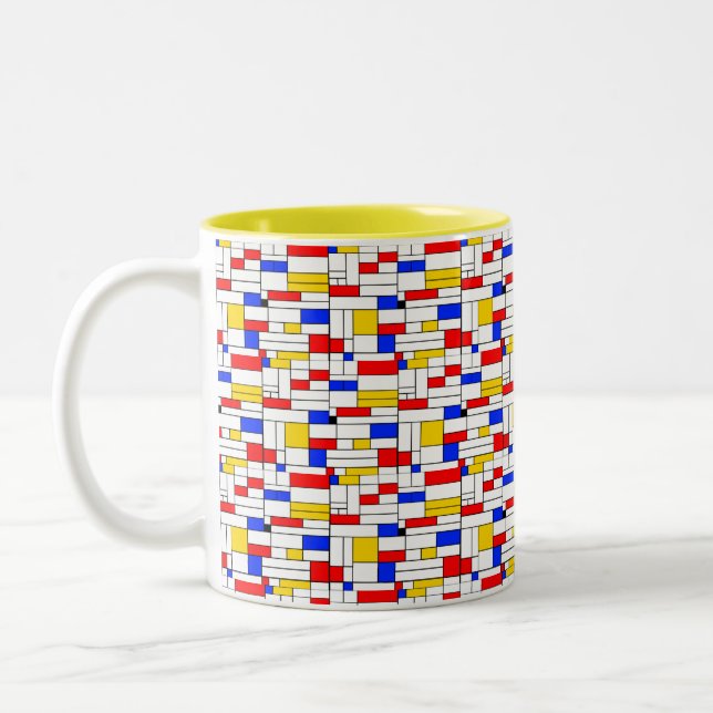 Em Dois Tons Caneca de Café com Arte Abstrata no Estilo de Piet (Esquerda)
