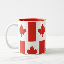 Em Dois Tons Caneca de café com bandeira canadense Canadá Folha