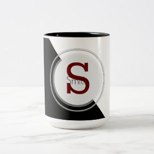 Em Dois Tons Caneca de Café com Bloco de Monograma e Nome