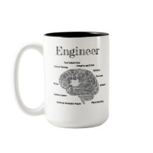 Caneca de Café com Cérebro de Engenheiro e Rótulo