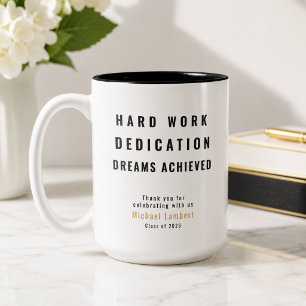 Em Dois Tons Caneca de Café com Citação Moderna de Formatura