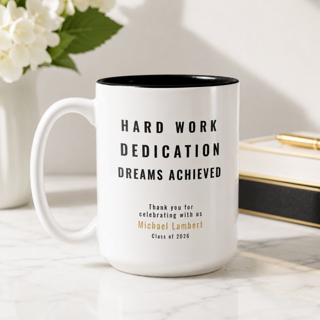 Em Dois Tons Caneca de Café com Citação Moderna de Formatura (Criador carregado)
